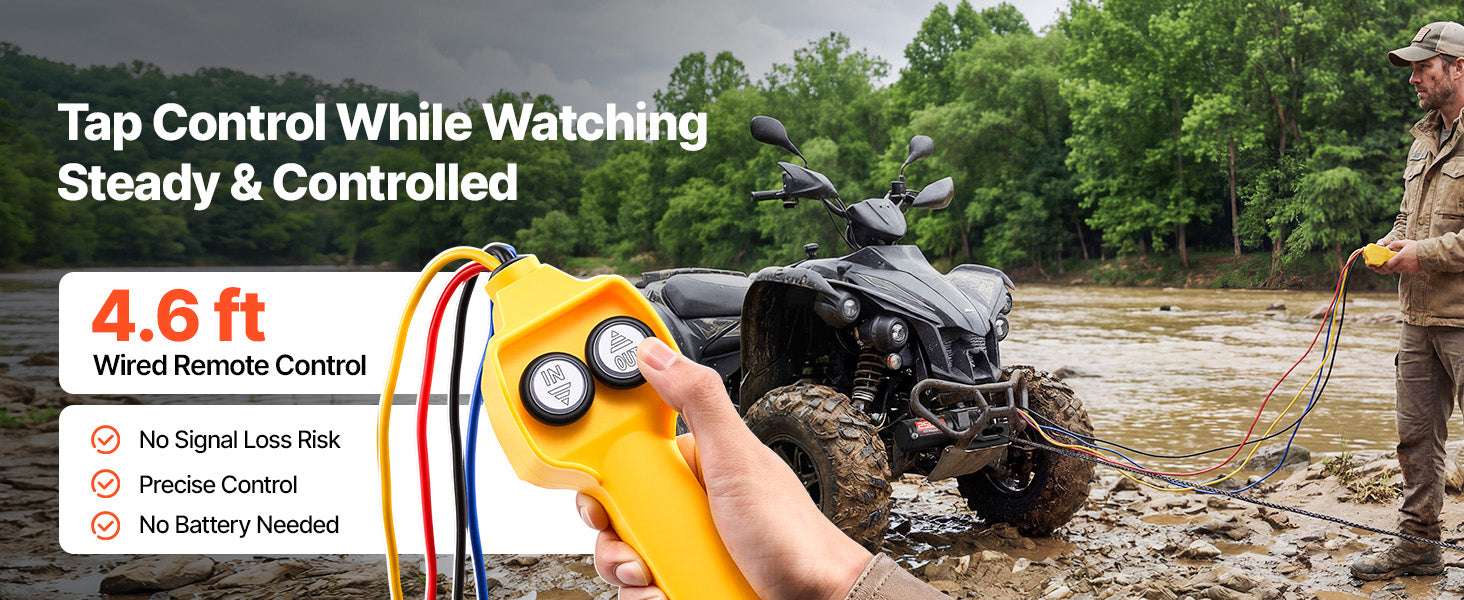 12V ATV Winch 2500–3500lbs with Synthetic Rope & Wired Remote-2500 lbs 39ft / United States
