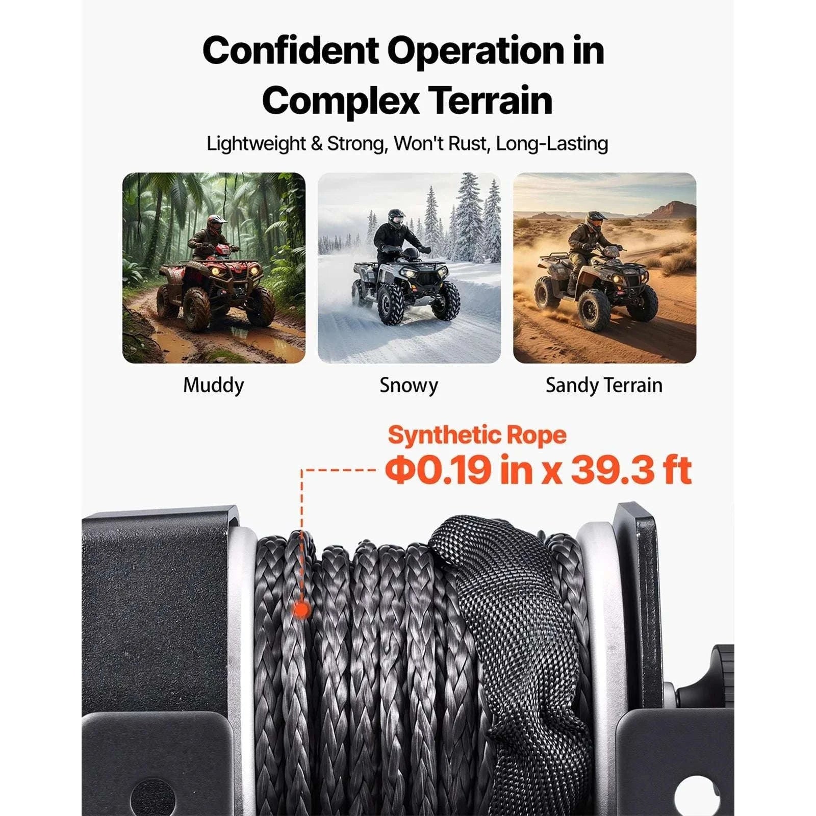 12V ATV Winch 2500–3500lbs with Synthetic Rope & Wired Remote-2500 lbs 39ft / United States