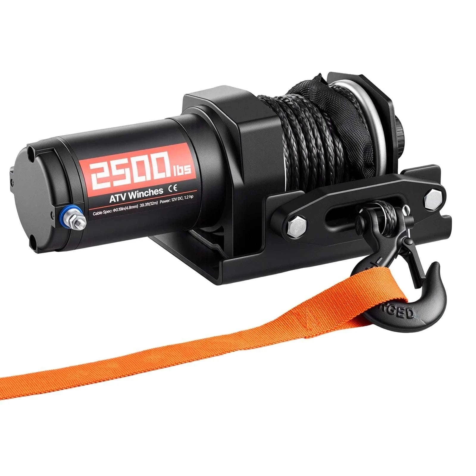 12V ATV Winch 2500–3500lbs with Synthetic Rope & Wired Remote-2500 lbs 39ft / United States