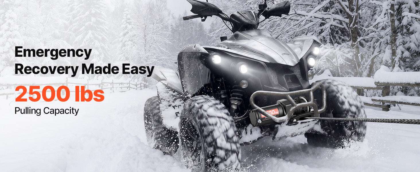 12V ATV Winch 2500–3500lbs with Synthetic Rope & Wired Remote-2500 lbs 39ft / United States