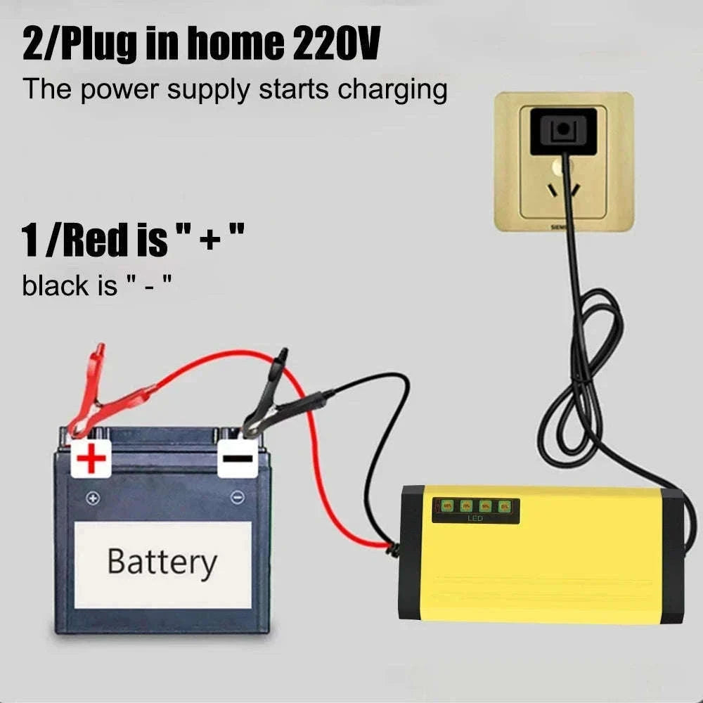 12V Car Battery Charger with Smart Repair and LCD Display-US Plug