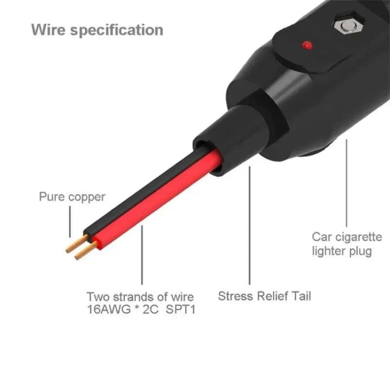 12V Car Cigarette Lighter Extension Cable with Indicator-Germany / 2M