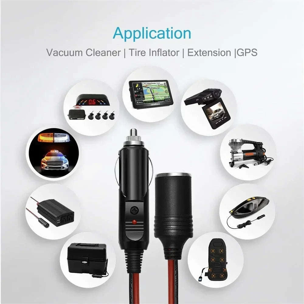 12V Car Cigarette Lighter Extension Cable with Indicator-Germany / 2M