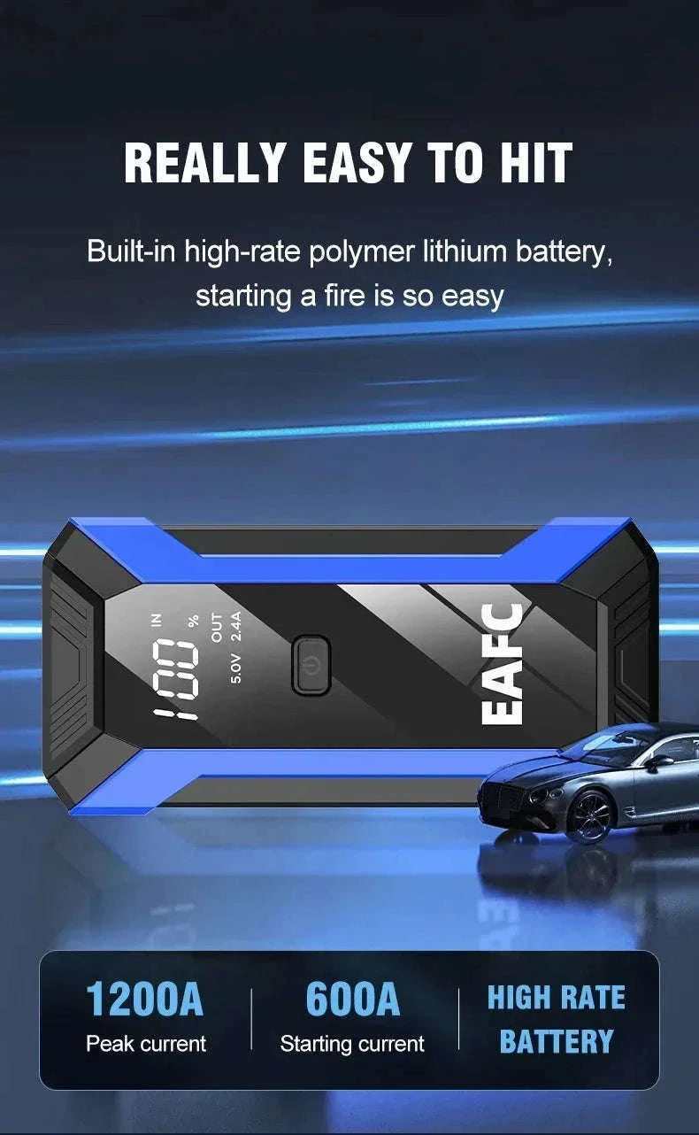12V Car Jump Starter 1200A Booster with Power Bank and LED Light-2000A with Box / United States
