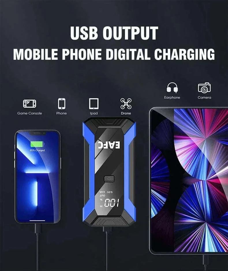 12V Car Jump Starter 1200A Booster with Power Bank and LED Light-2000A with Box / United States