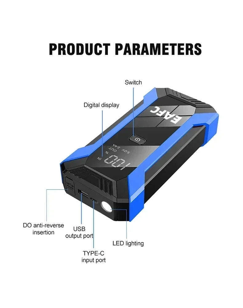 12V Car Jump Starter 1200A Booster with Power Bank and LED Light-2000A with Box / United States