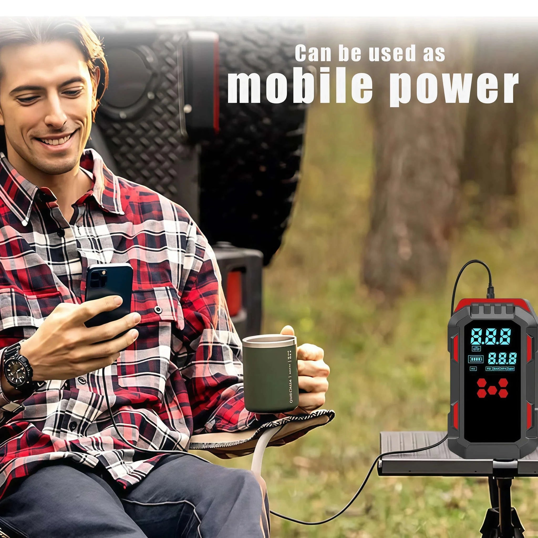 12V Car Jump Starter & Air Compressor with 150 PSI and USB Power-New red Machine / China Mainland