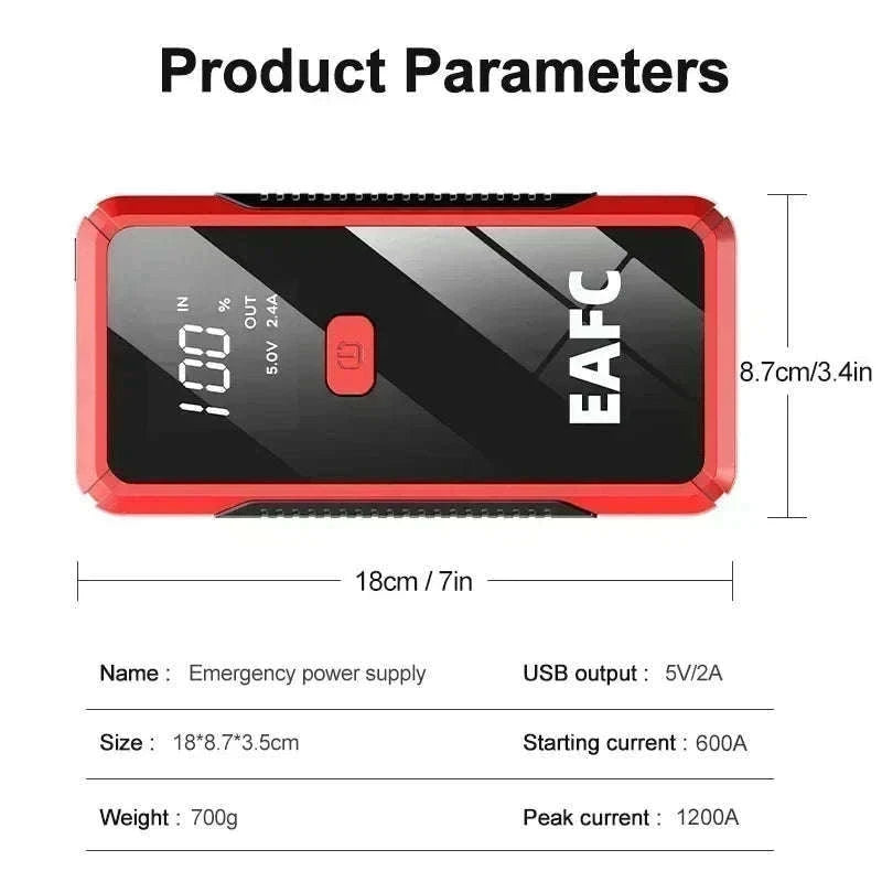 12V Car Jump Starter with USB Charging and LED Light-2000A with Box / UNITED KINGDOM