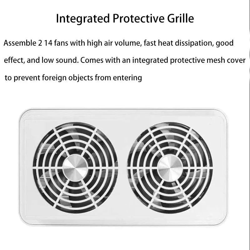 12V Caravan Double Window Ventilation Fan-black