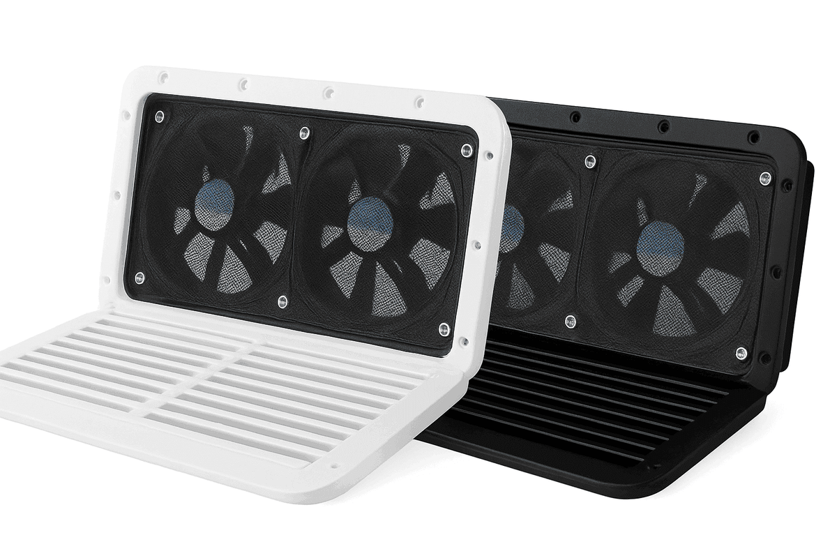 12V Caravan Double Window Ventilation Fan-black