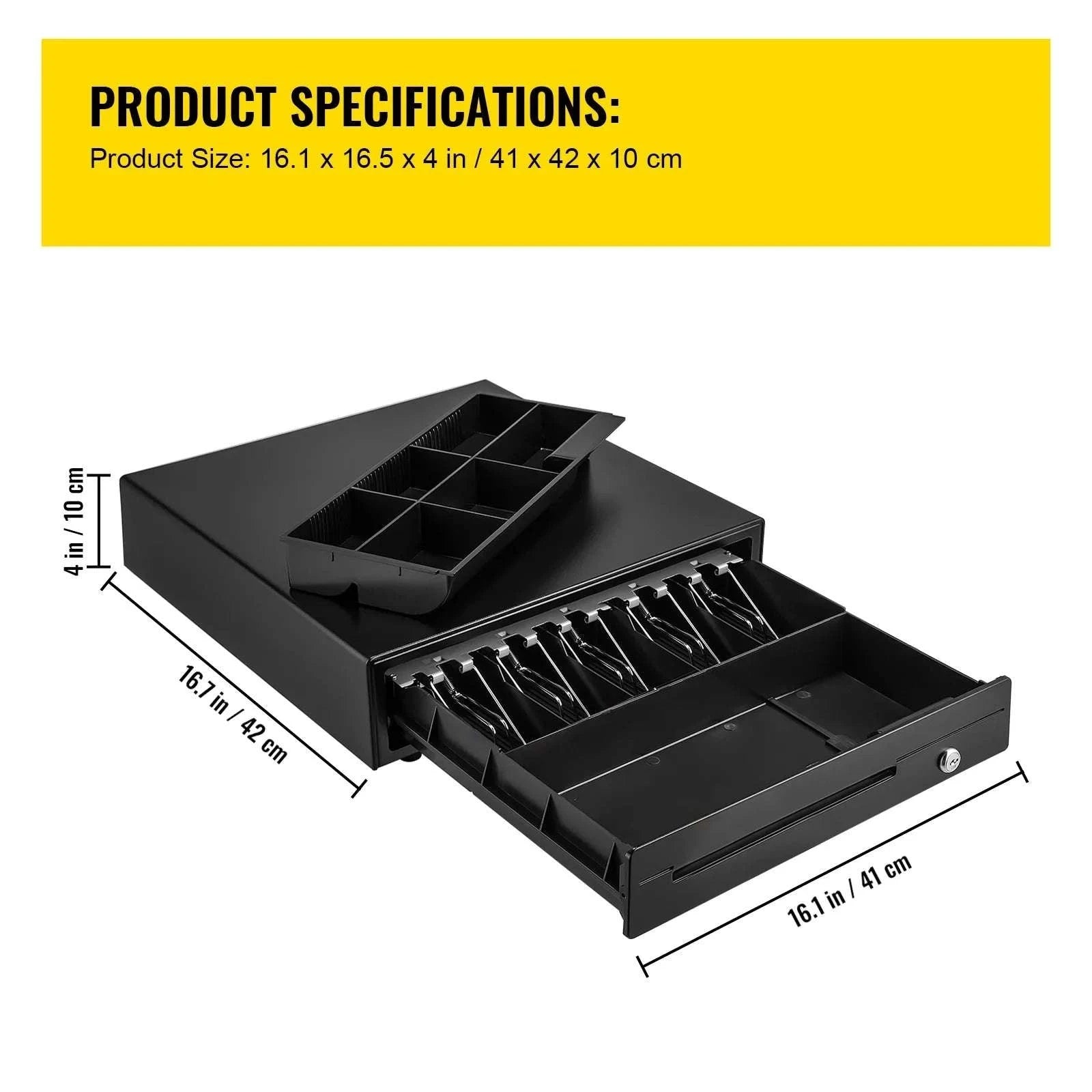 12V Cash Register Drawer with Lock & Removable Coin Tray-4 Bill 5 Coin / CZECH REPUBLIC