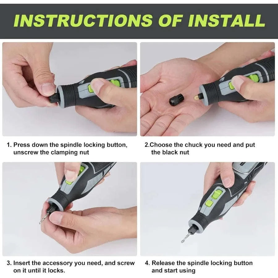 12V Cordless Rotary Tool Kit with 5 Speeds and 114 Accessories-United States / asPic