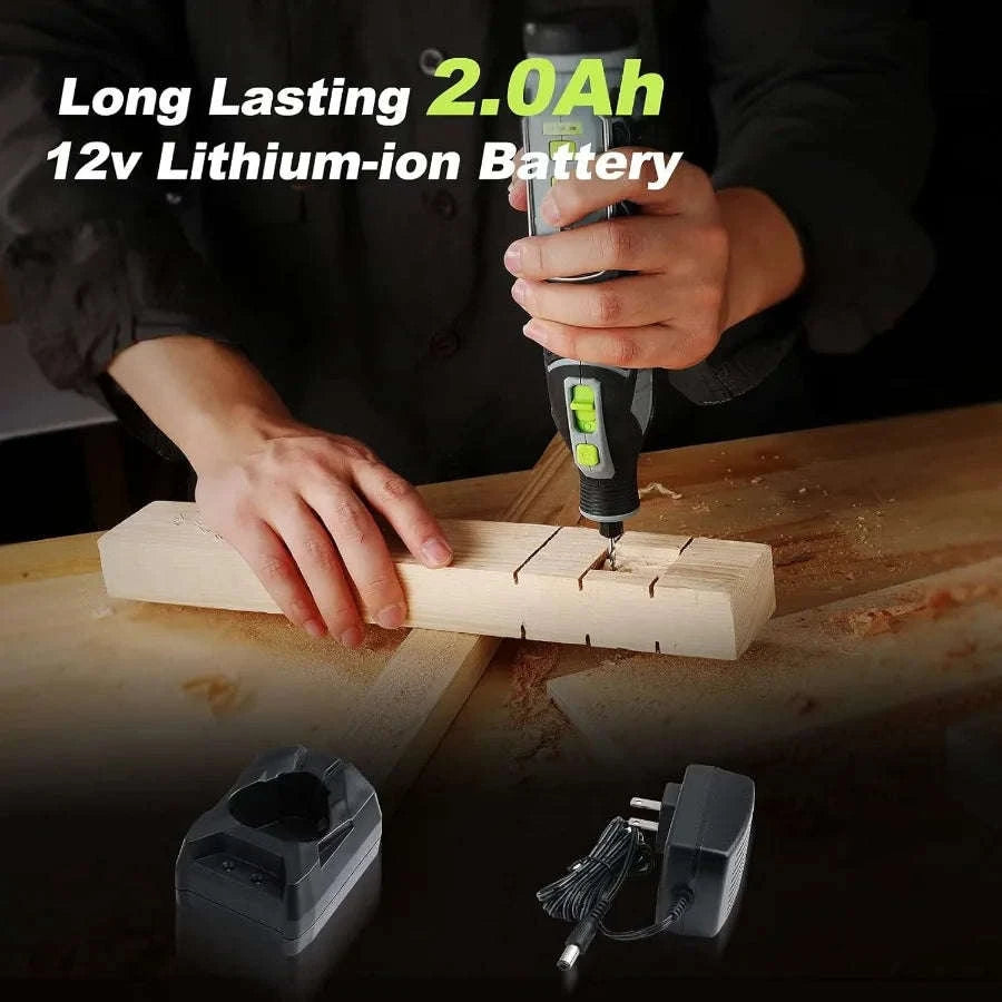 12V Cordless Rotary Tool Kit with 5 Speeds and 114 Accessories-United States / asPic
