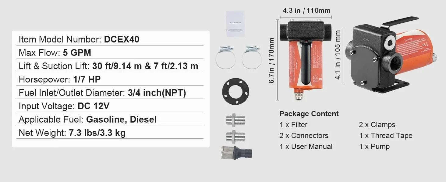 12V DC Fuel Transfer Pump 5–15 GPM Portable Diesel Gas Pump-15GPM Portable Set / EU / france