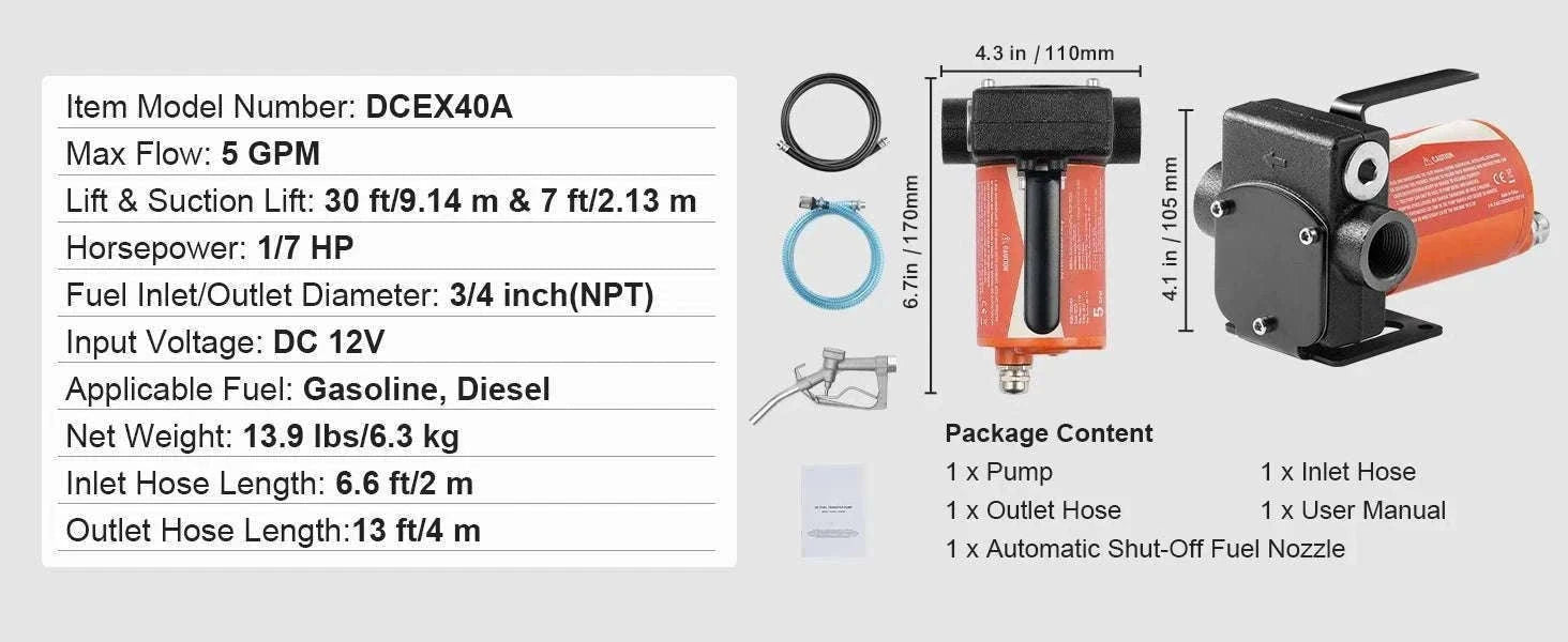 12V DC Fuel Transfer Pump 5–15 GPM Portable Diesel Gas Pump-15GPM Portable Set / EU / france