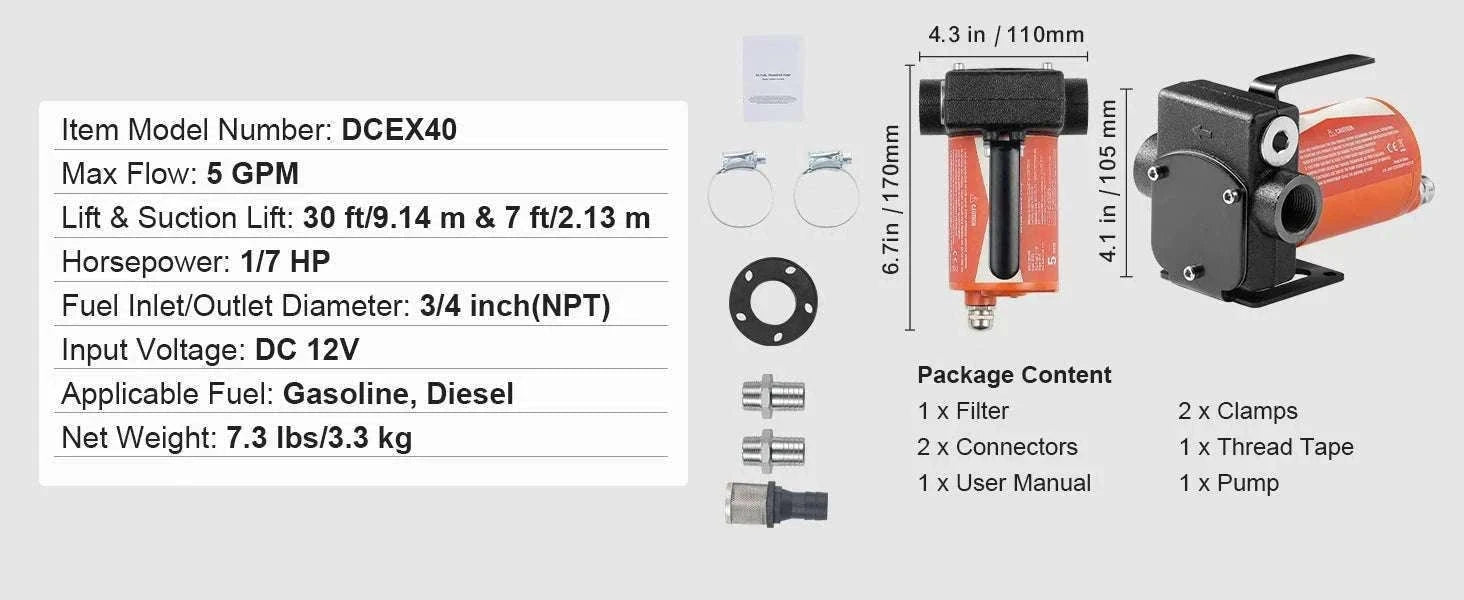 12V DC Fuel Transfer Pump 5–15 GPM Portable Diesel Gas Pump-15GPM Portable Set / EU / france