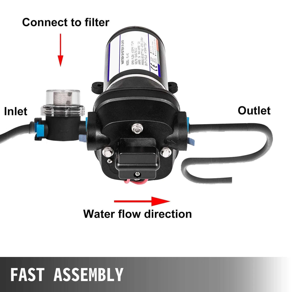 12V Diaphragm Water Pump Self-Priming 10L/Min or 17L/Min-FL-40 / EU / france