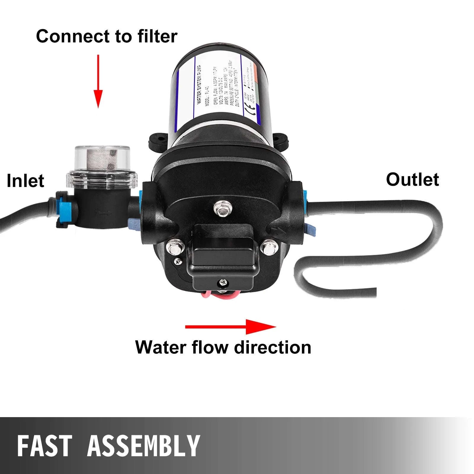 12V Diaphragm Water Pump Self-Priming 10L/Min or 17L/Min-FL-40 / EU / france