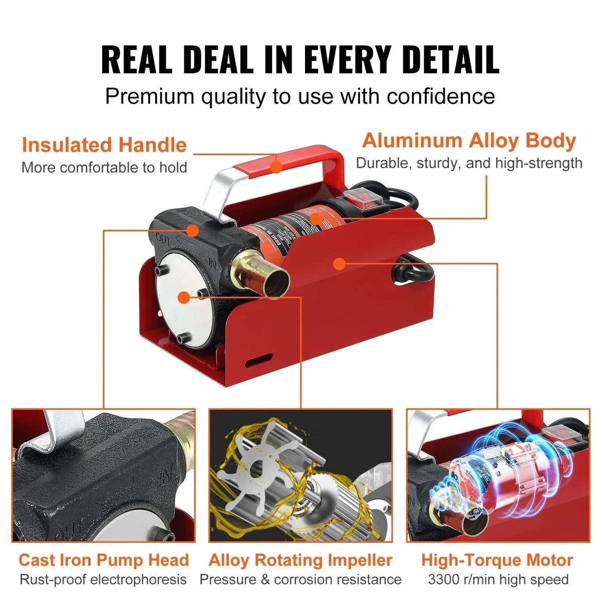 12V Diesel Fuel Transfer Pump Kit 10 GPM with Auto Shut-Off Nozzle-EU 10GPM 12V 1-4HP / spain