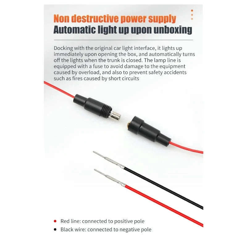 12V Dynamic Flowing Car Trunk LED Strip High-Brightness Wiring Automatic Sensing Tailgate Light Strip Tool-Free Installation-2M Dynamic LED W