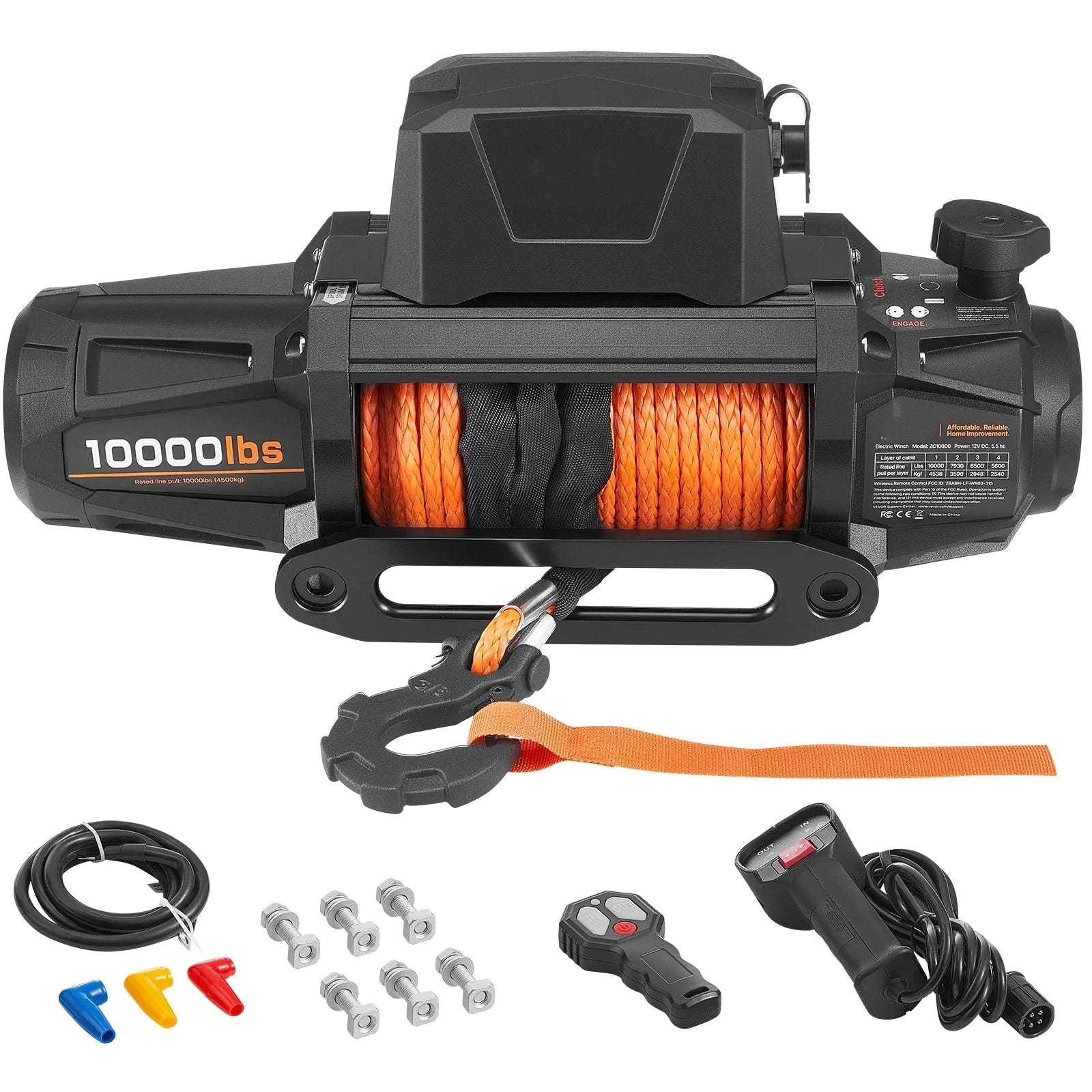 12V Electric Winch 10000–13500 lbs with 90 ft Rope for Truck & SUV-10000 lbs / United States