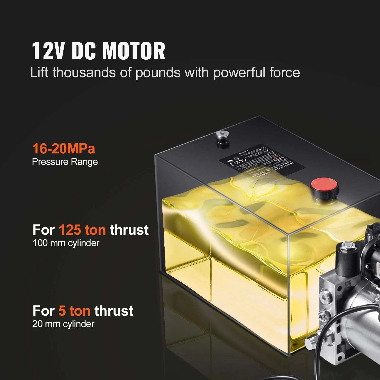 12V Hydraulic Pump Power Unit 20 Quart for Dump Trailer Lifting-4 Quart / United States