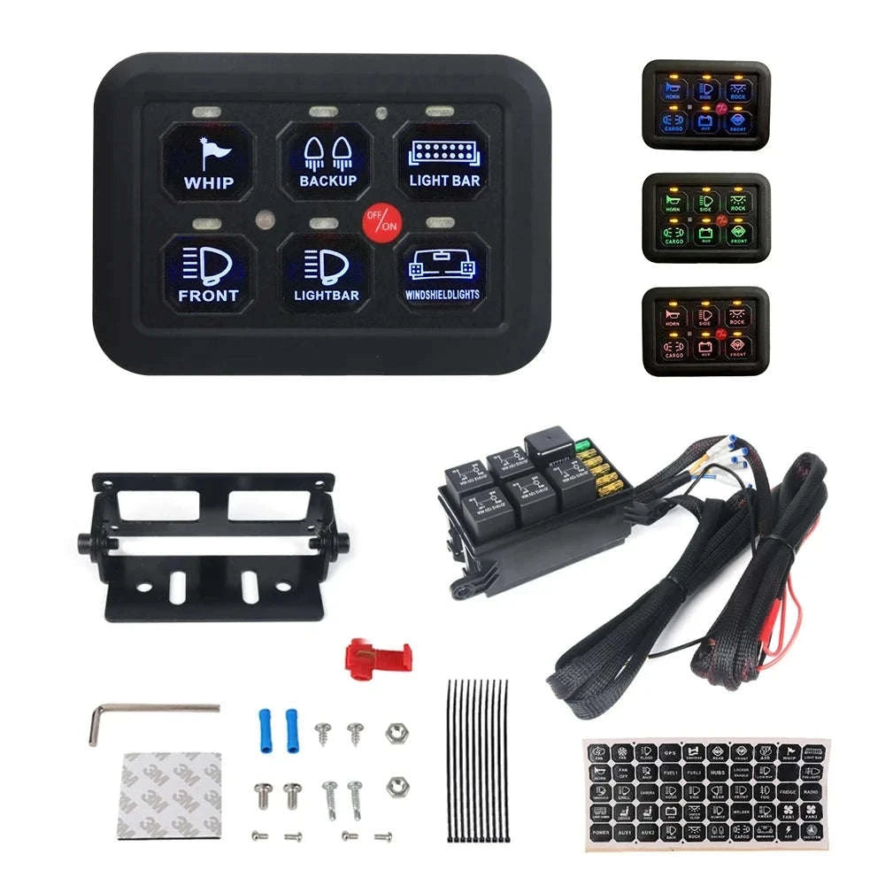 12V LED 6 Gang Switch Panel Circuit Control System-KG-6L