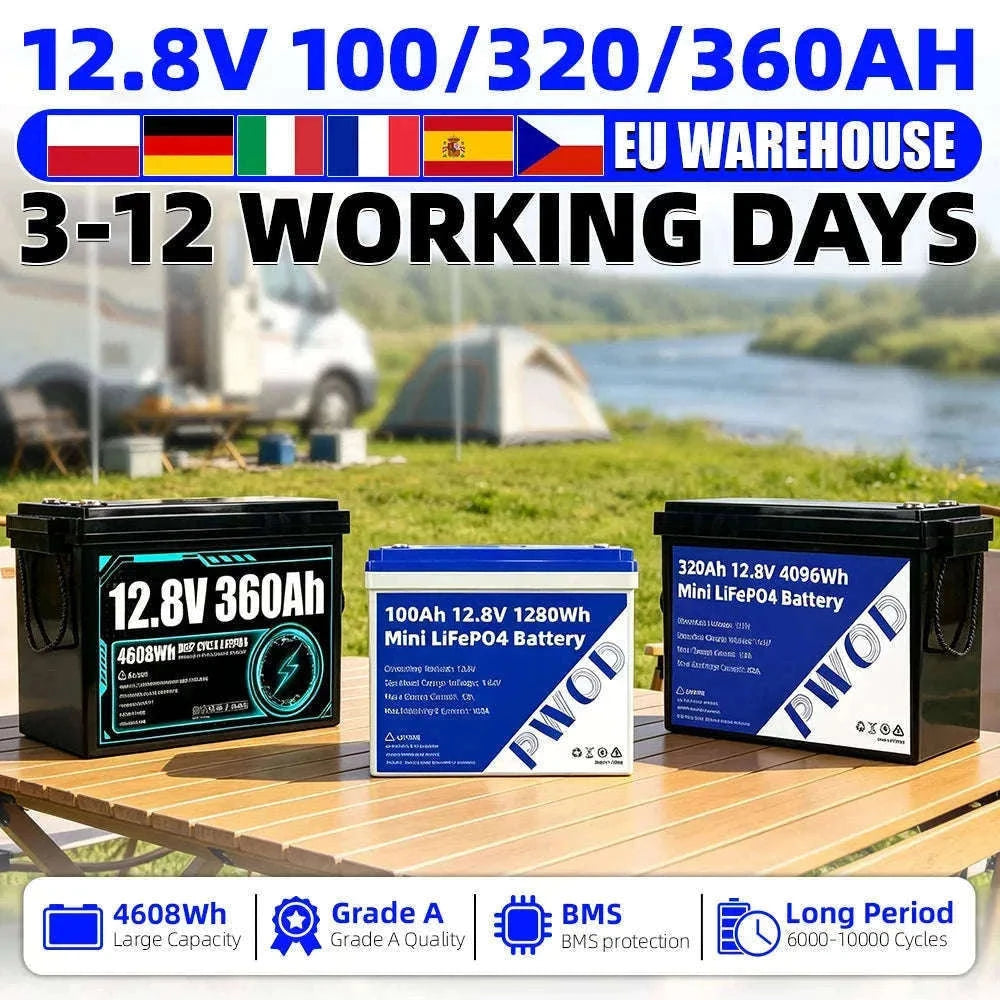 12V LiFePO4 Battery 100Ah 320Ah 360Ah for RV Marine Solar Storage-12v 360ah-1pcs / Poland