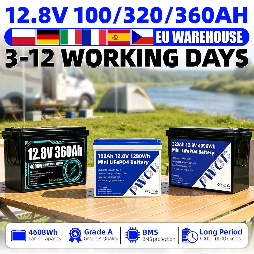 12V LiFePO4 Battery 100Ah 320Ah 360Ah for RV Marine Solar Storage-12v 360ah-1pcs / Poland