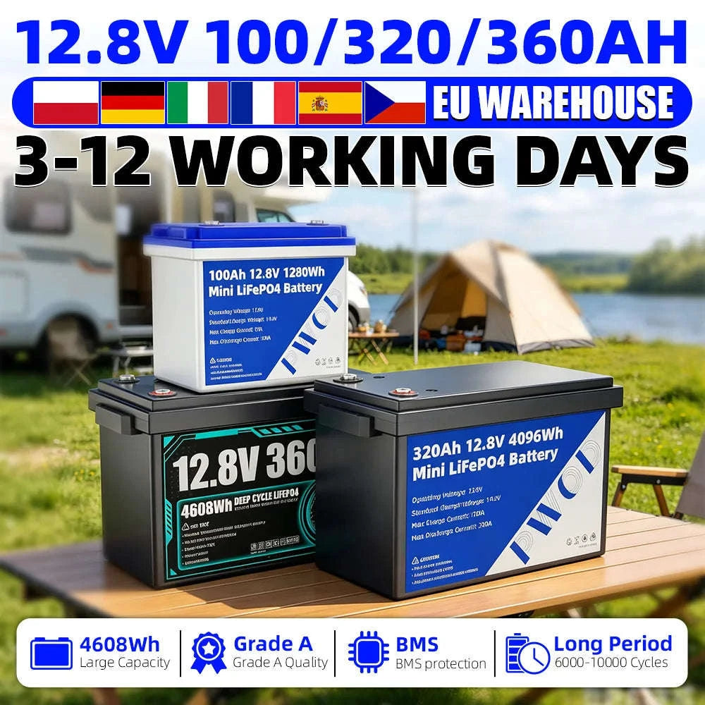 12V LiFePO4 Battery 100Ah 320Ah 360Ah for Solar RV Marine Home Storage-12v 360ah-1pcs / Poland
