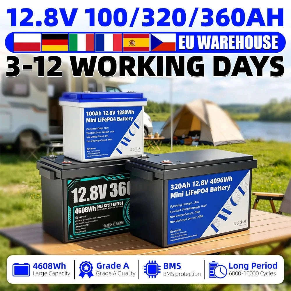 12V LiFePO4 Battery 100Ah 320Ah 360Ah for Solar RV Marine Home Storage-12v 360ah-1pcs / Poland