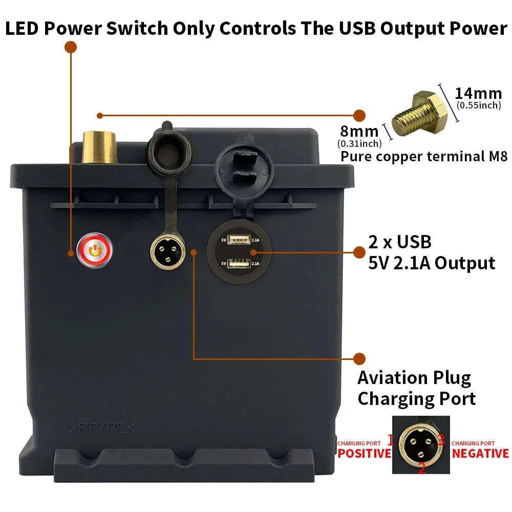 12V LiFePO4 Battery Pack with Built-In BMS-12V 100Ah Bluetooth / United States