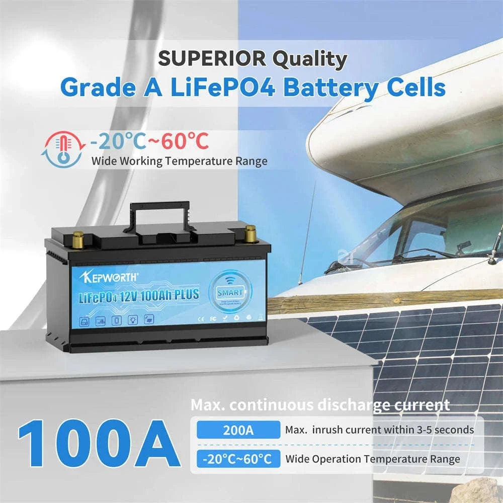 12V LiFePO4 Battery Pack with Built-In BMS-12V 100Ah Bluetooth / United States