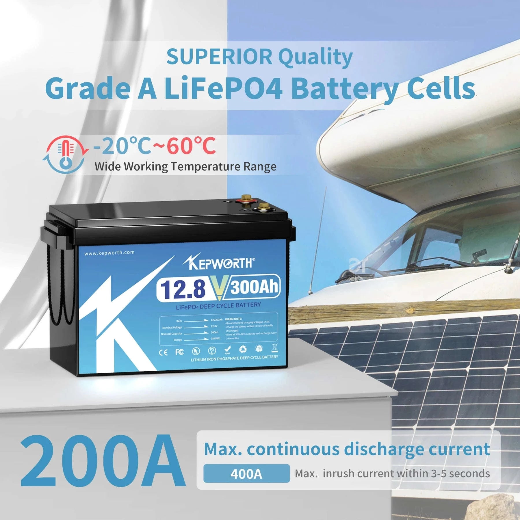 12V LiFePO4 Deep Cycle Battery 180Ah 300Ah with BMS-180AH / United States