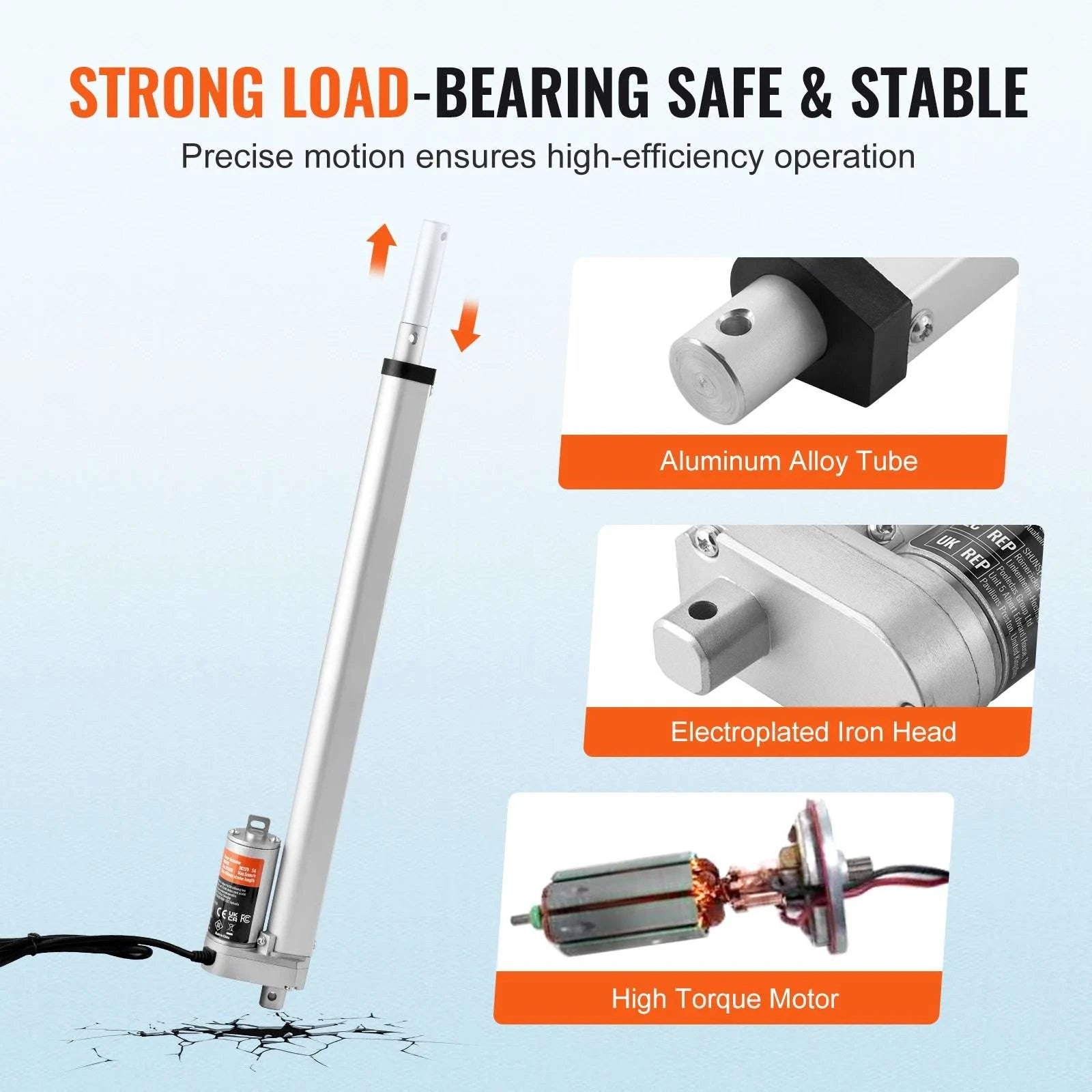 12V Linear Actuator 400mm Stroke 330lbs Force with Bracket-400mm / Other / United States