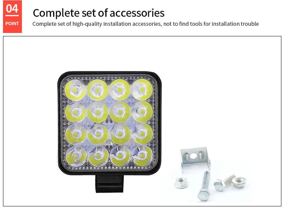 12V Mini LED Work Light Bar 16 LED 6500K IP65-1 PCS