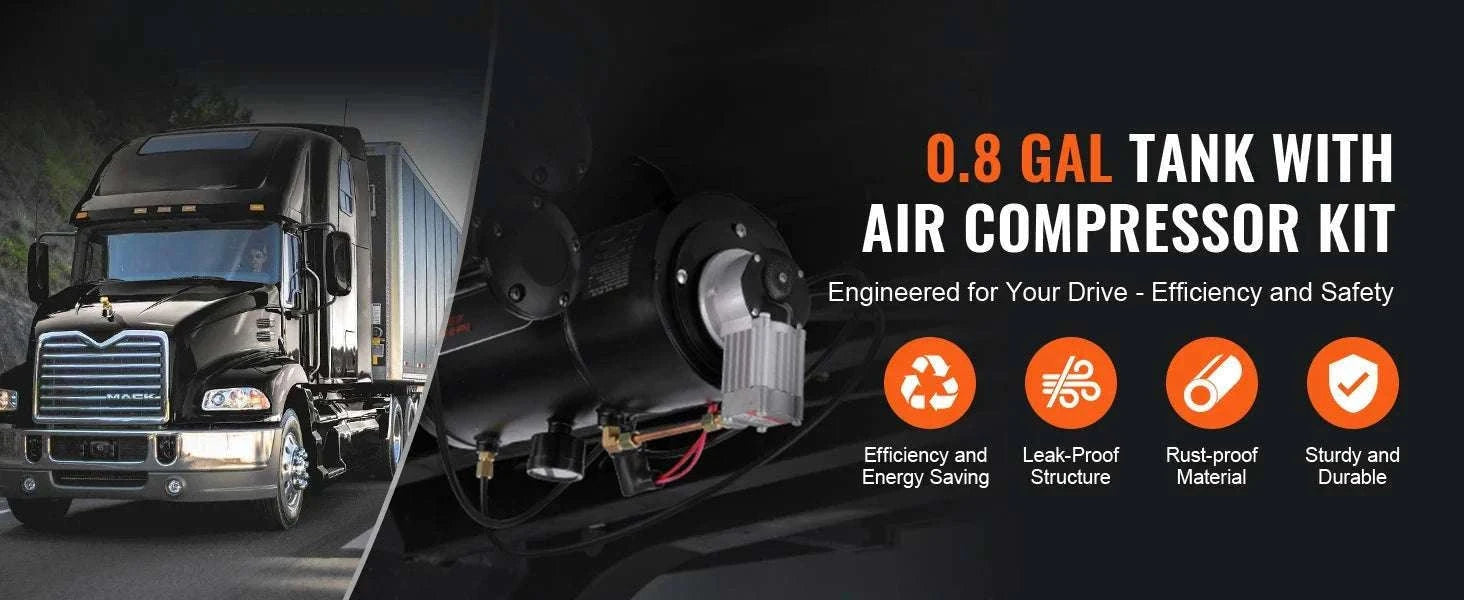 12V Onboard Air Compressor Kit with 0.8 Gal Tank 120 PSI-france