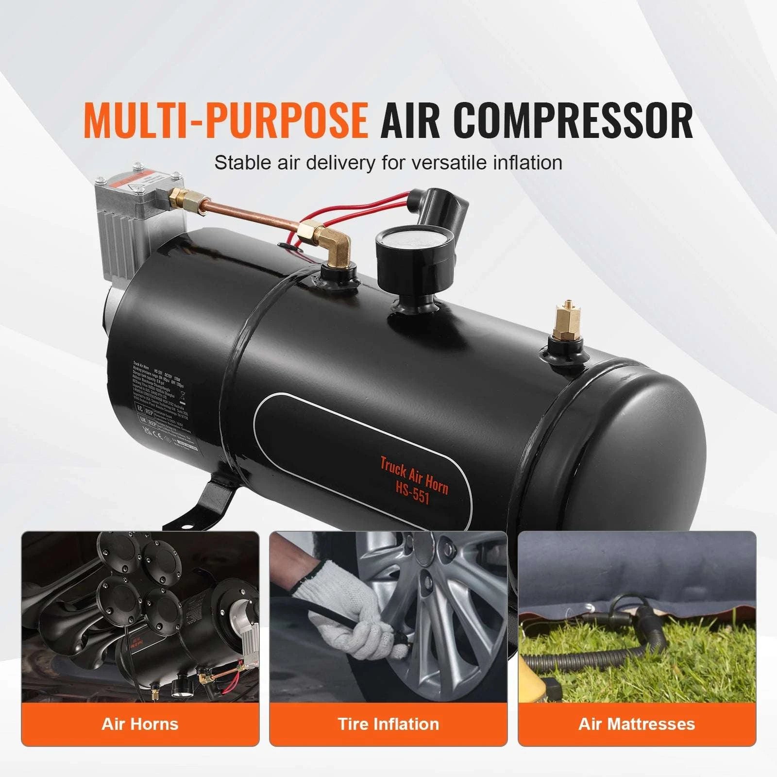 12V Onboard Air Compressor Kit with 0.8 Gal Tank 120 PSI-france
