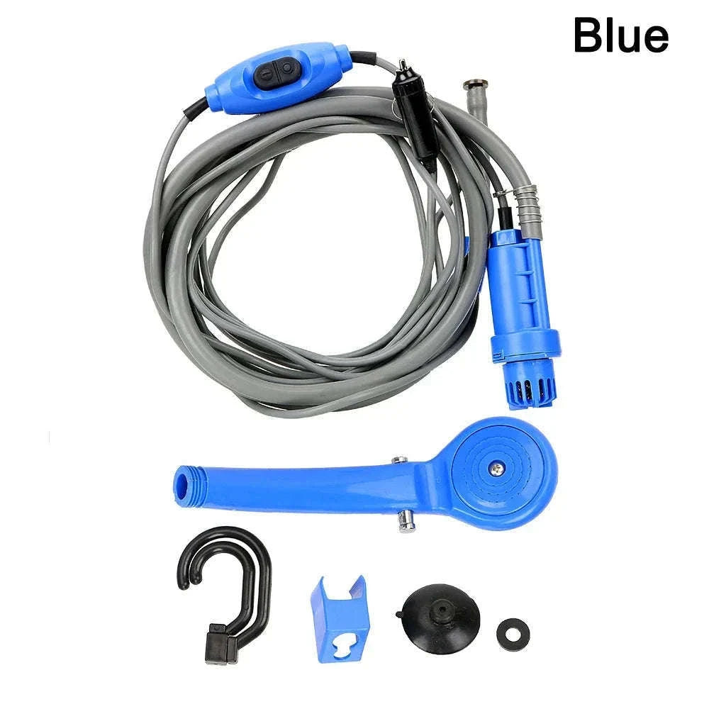 12V Portable Car Shower Kit with Cigarette Lighter Plug-Orange