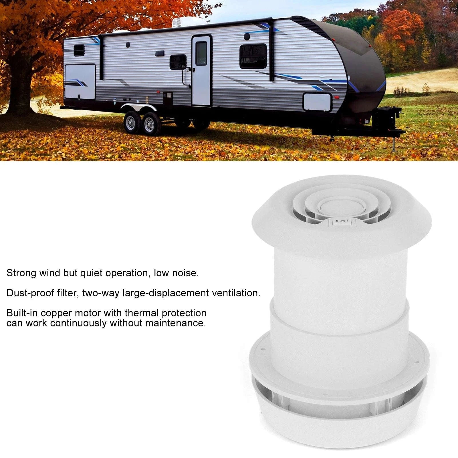 12V RV Roof Exhaust Fan for Quiet Ventilation and Cooling-as shown / China Mainland