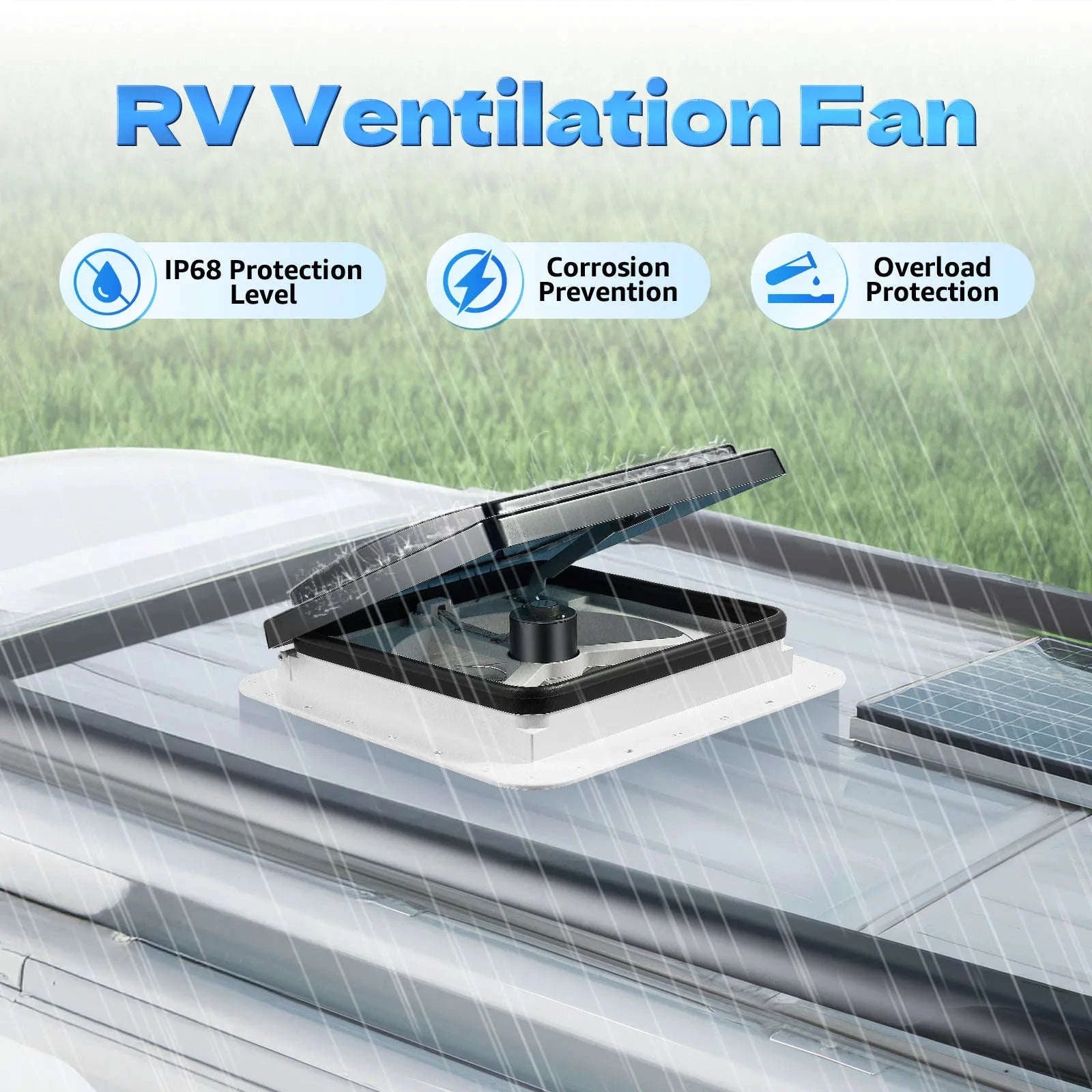 12V RV Ventilation Fan with LED Light 280x280mm-WHITE / spain