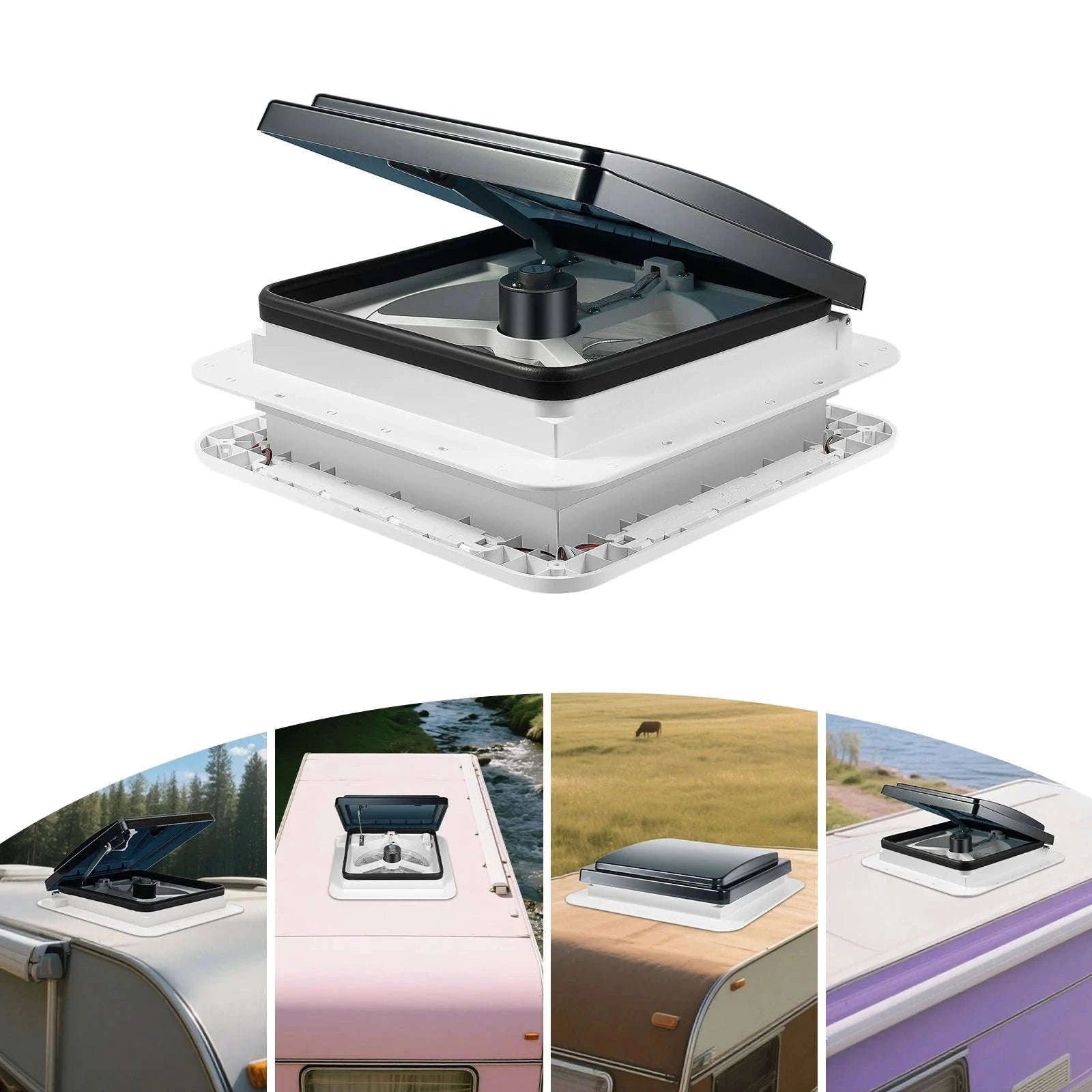 12V RV Ventilation Fan with LED Light 280x280mm-WHITE / spain