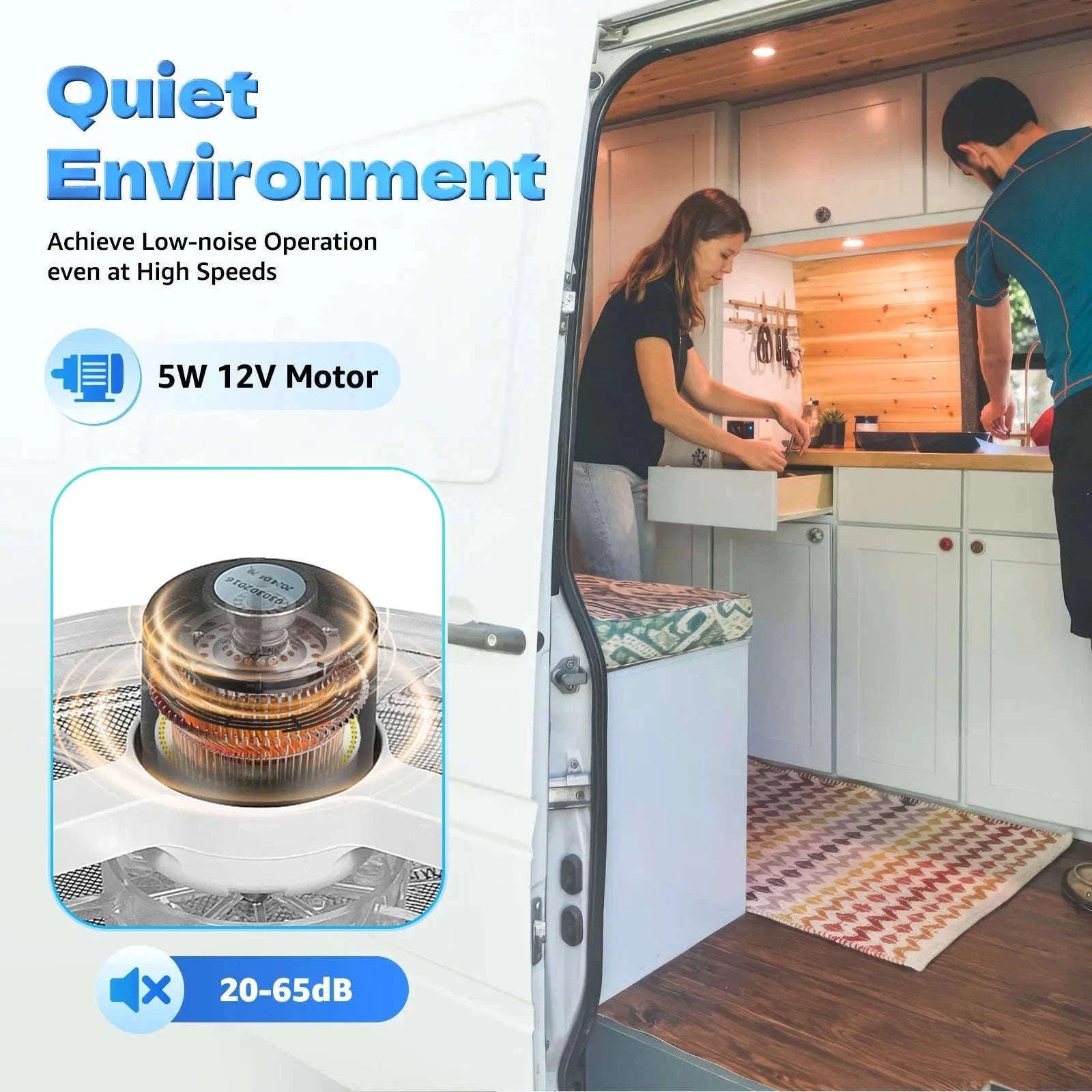 12V RV Ventilation Fan with LED Light 280x280mm-WHITE / spain
