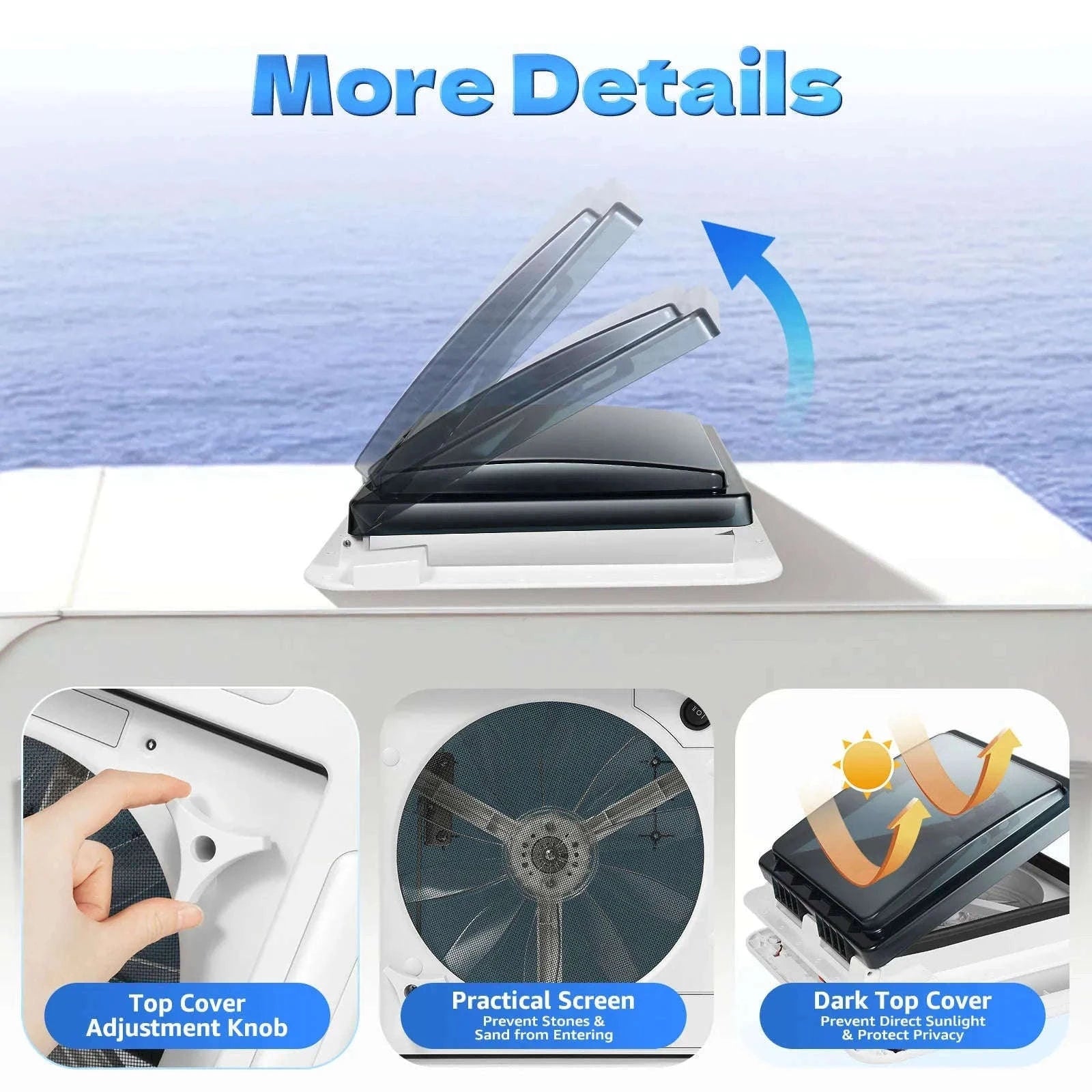 12V RV Ventilation Fan with LED Light 280x280mm-WHITE / spain