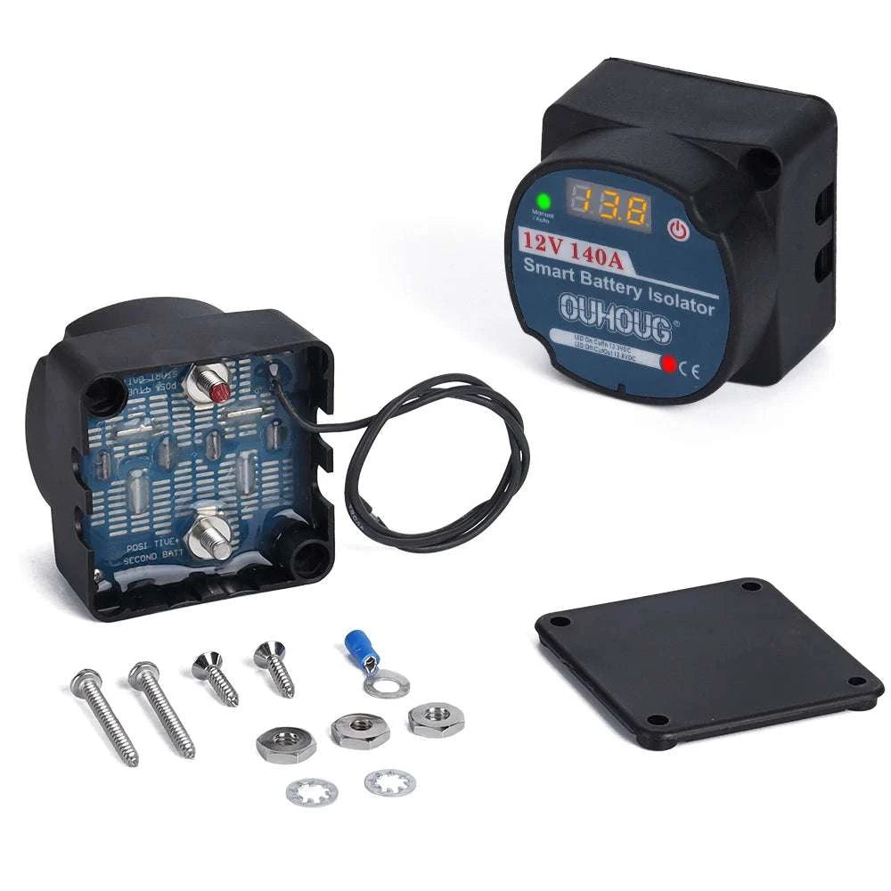 12V Split Charge Relay Kit 140A Smart Battery Isolator System-7m with LED