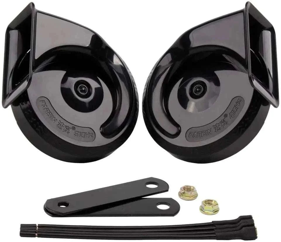 12V Super Loud Car Horn High/Low Tone Waterproof Electric Horn-black harness button / China Mainland