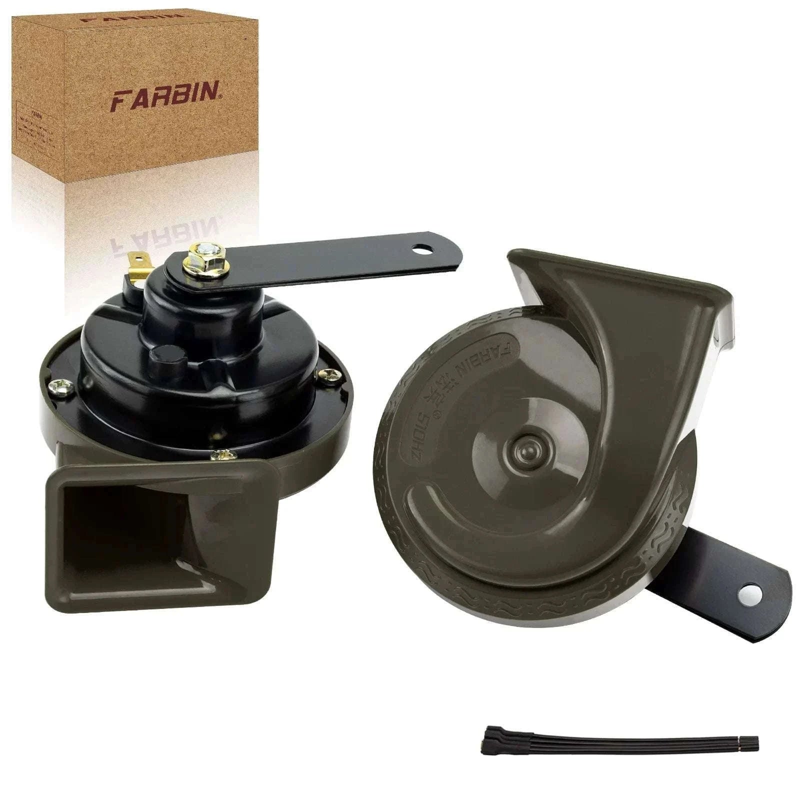 12V Super Loud Car Horn High/Low Tone Waterproof Electric Horn-black harness button / China Mainland