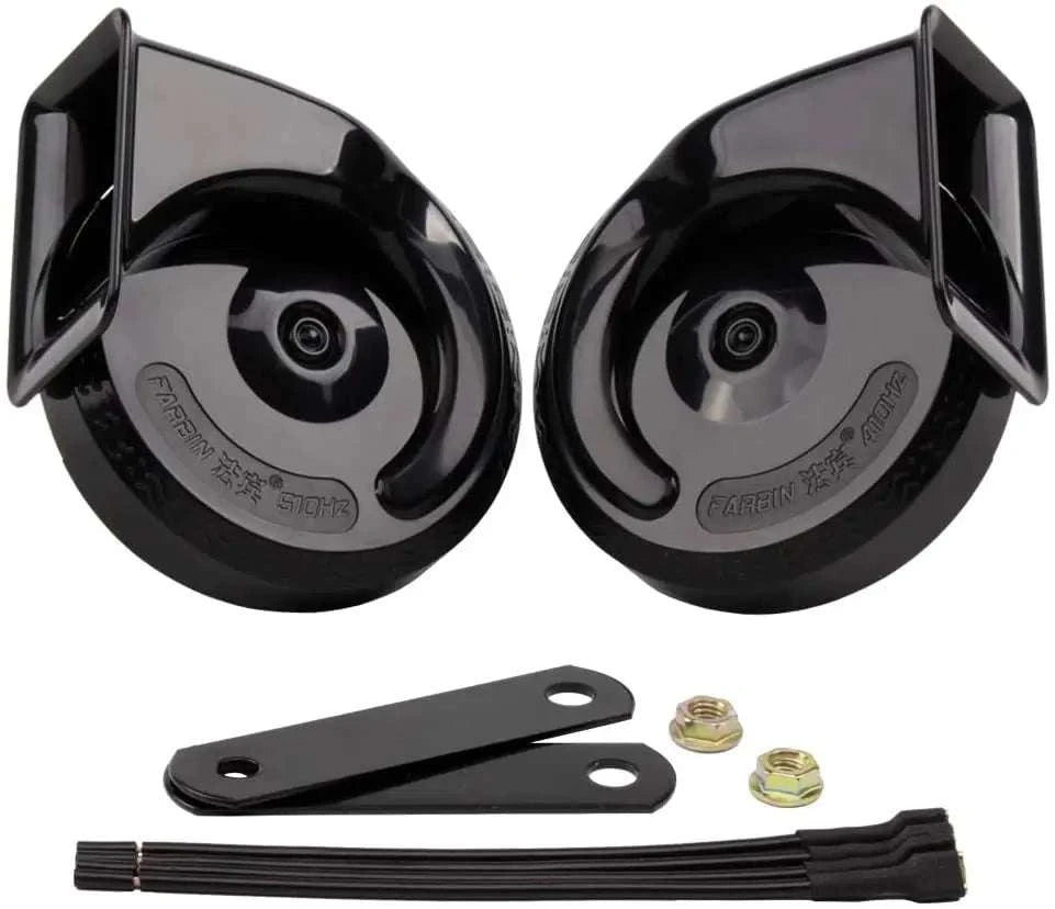 12V Super Loud Car Horn High/Low Tone Waterproof Electric Horn-black harness button / China Mainland