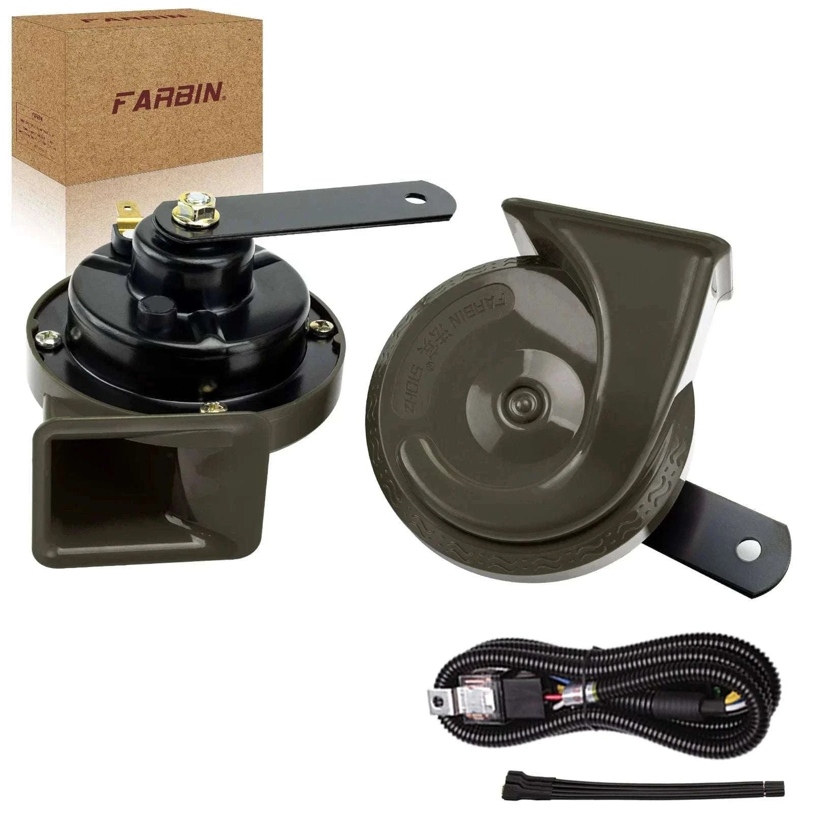 12V Super Loud Car Horn High/Low Tone Waterproof Electric Horn-black harness button / China Mainland