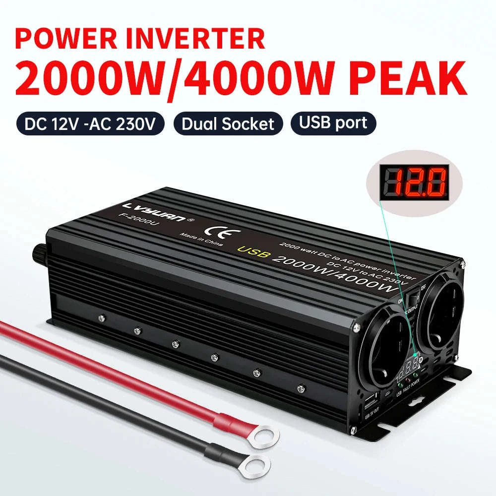 12V to 220V Car Power Inverter-12V-500W-red / spain
